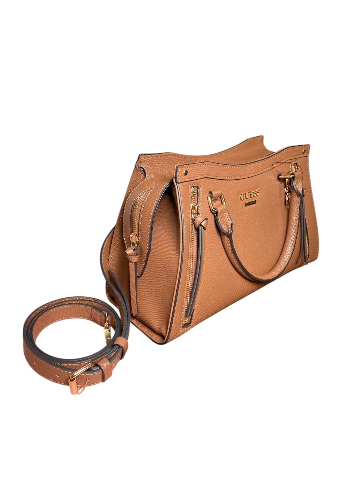 Bolsa de Mano GUESS Café con Correa Ajustable