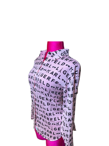 Blusa Karl Lagerfeld Dama Manga Larga Rosa con Estampado Logo – Talla M