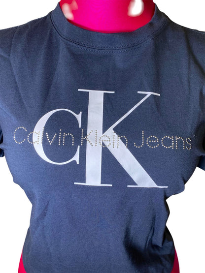 Playera Calvin Klein Jeans Mujer Azul Marino Logo CK – Básica Premium Casual