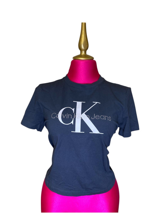 Playera Calvin Klein Jeans Mujer Azul Marino Logo CK – Básica Premium Casual