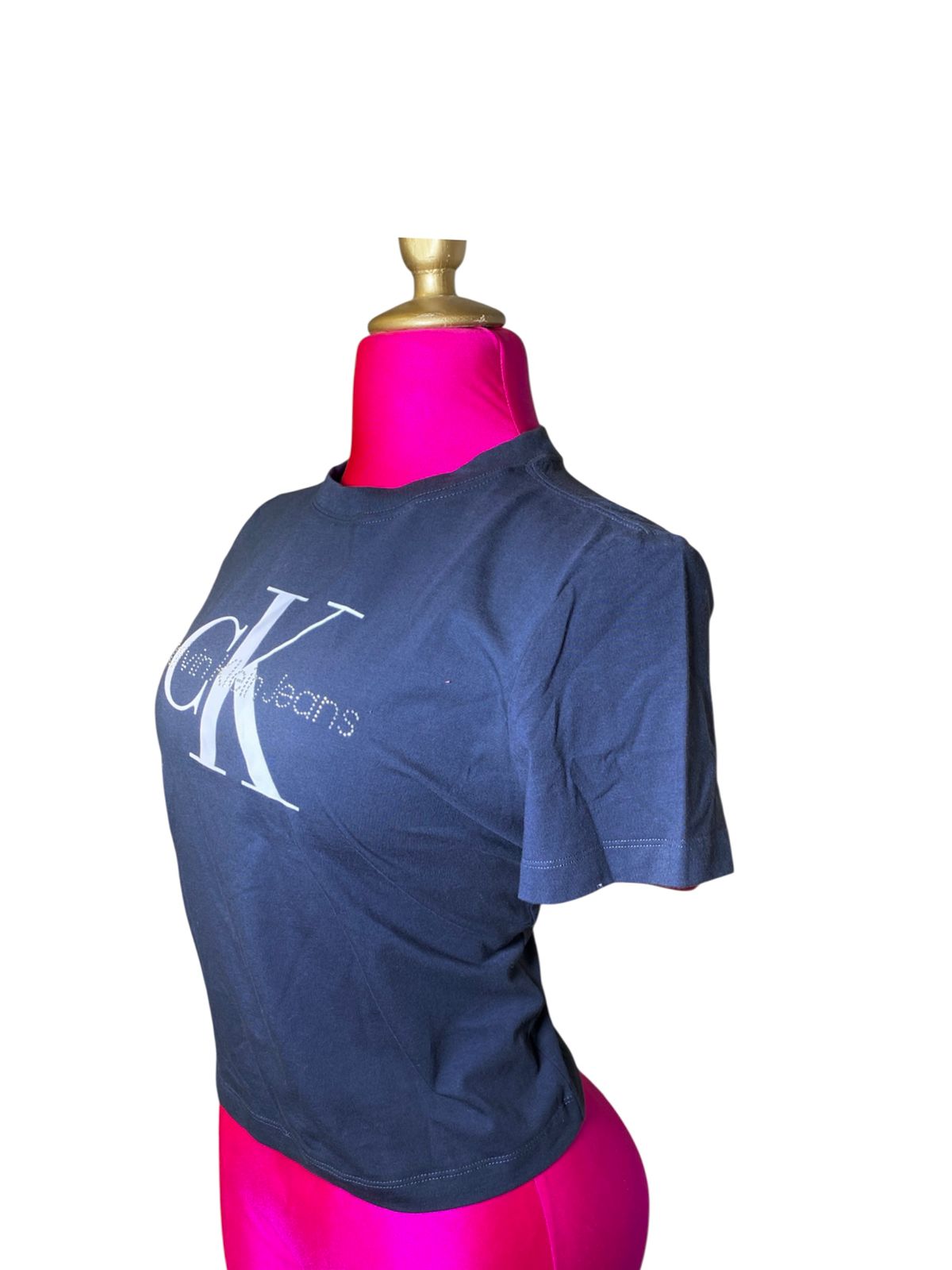 Playera Calvin Klein Jeans Mujer Azul Marino Logo CK – Básica Premium Casual
